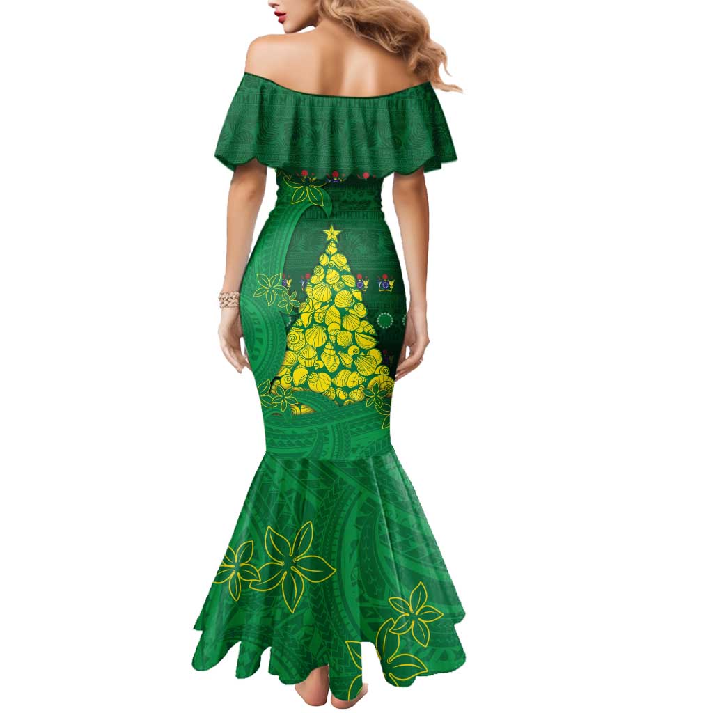 Cook Islands Christmas Mermaid Dress Seashell Xmas Tree Tribal Waves DT05 - Polynesian Pride