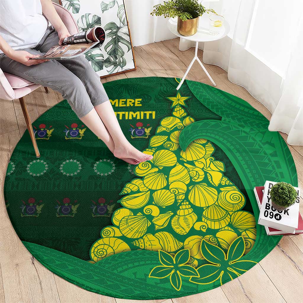 Cook Islands Christmas Round Carpet Seashell Xmas Tree Tribal Waves DT05 - Polynesian Pride