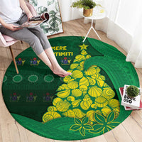 Cook Islands Christmas Round Carpet Seashell Xmas Tree Tribal Waves DT05 - Polynesian Pride