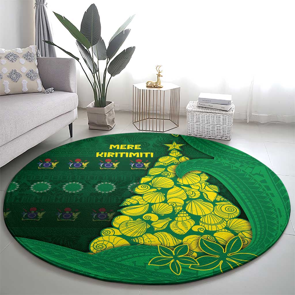Cook Islands Christmas Round Carpet Seashell Xmas Tree Tribal Waves DT05 - Polynesian Pride