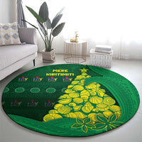 Cook Islands Christmas Round Carpet Seashell Xmas Tree Tribal Waves DT05 - Polynesian Pride