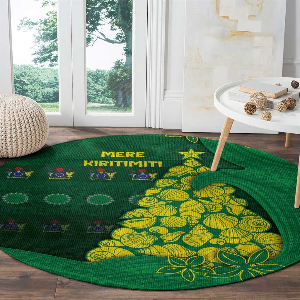 Cook Islands Christmas Round Carpet Seashell Xmas Tree Tribal Waves DT05 - Polynesian Pride