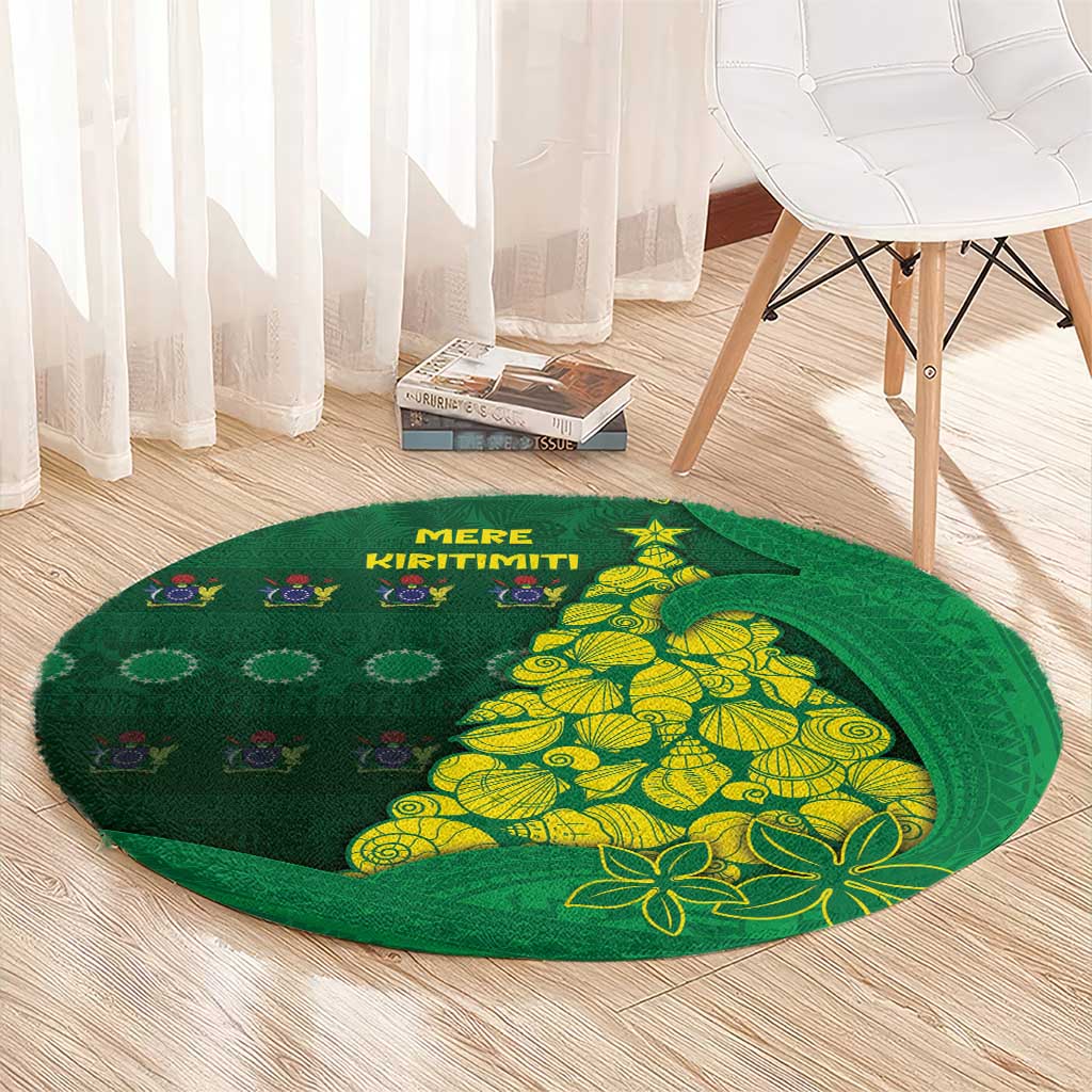 Cook Islands Christmas Round Carpet Seashell Xmas Tree Tribal Waves DT05 - Polynesian Pride