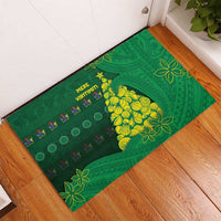 Cook Islands Christmas Rubber Doormat Seashell Xmas Tree Tribal Waves DT05 - Polynesian Pride