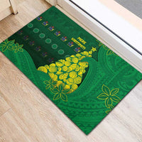 Cook Islands Christmas Rubber Doormat Seashell Xmas Tree Tribal Waves DT05 - Polynesian Pride