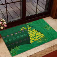 Cook Islands Christmas Rubber Doormat Seashell Xmas Tree Tribal Waves DT05 - Polynesian Pride