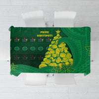 Cook Islands Christmas Tablecloth Seashell Xmas Tree Tribal Waves DT05 Green - Polynesian Pride