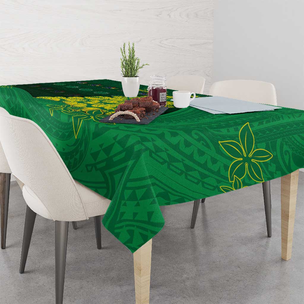 Cook Islands Christmas Tablecloth Seashell Xmas Tree Tribal Waves DT05 - Polynesian Pride