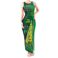 Cook Islands Christmas Tank Maxi Dress Seashell Xmas Tree Tribal Waves DT05 Women Green - Polynesian Pride