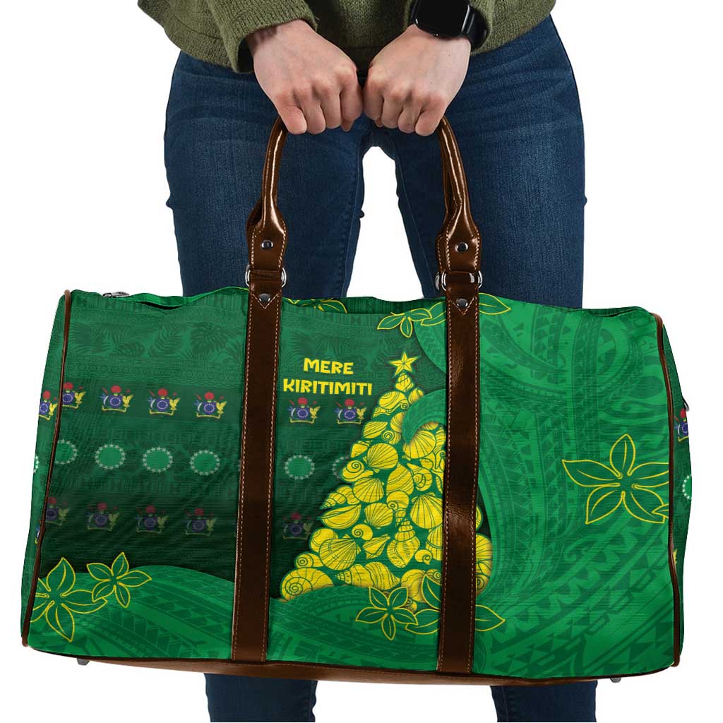 Cook Islands Christmas Travel Bag Seashell Xmas Tree Tribal Waves DT05 Green - Polynesian Pride