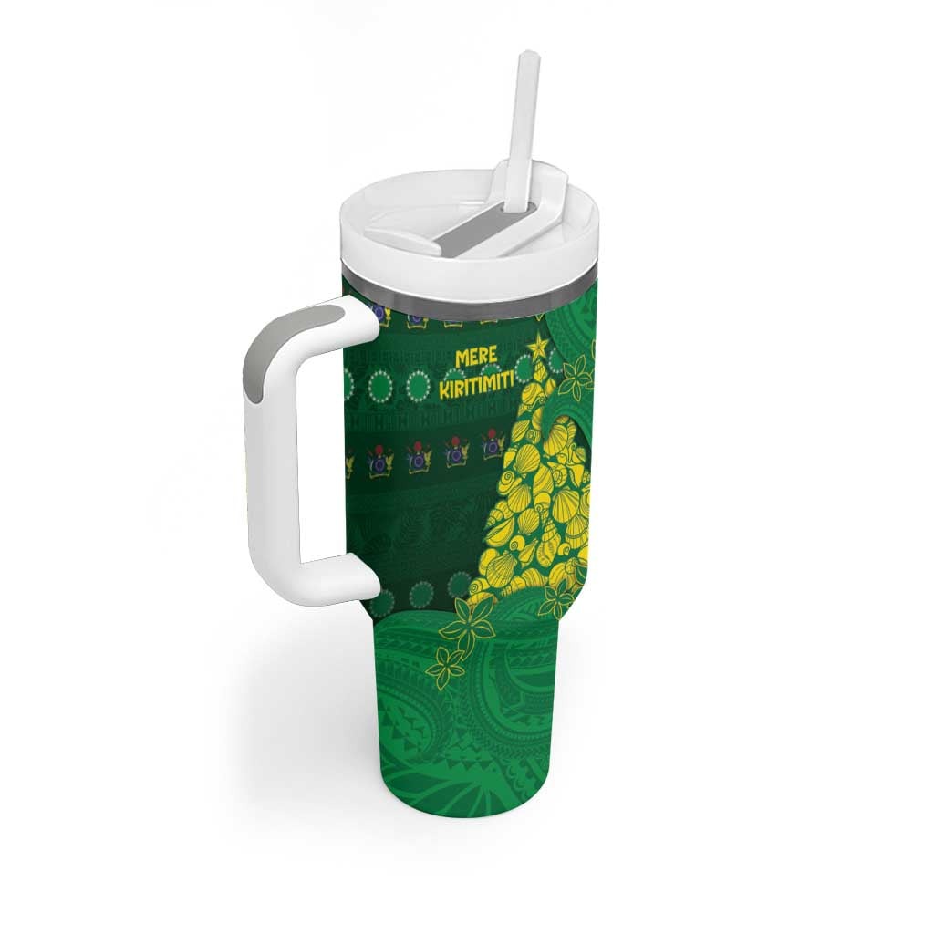 Cook Islands Christmas Tumbler With Handle Seashell Xmas Tree Tribal Waves DT05 - Polynesian Pride