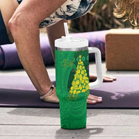 Cook Islands Christmas Tumbler With Handle Seashell Xmas Tree Tribal Waves DT05 - Polynesian Pride