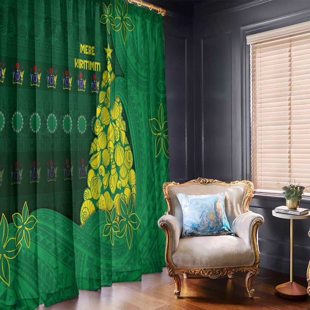 Cook Islands Christmas Window Curtain Seashell Xmas Tree Tribal Waves DT05 - Polynesian Pride