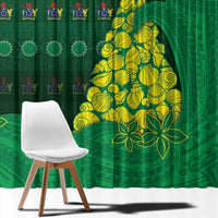 Cook Islands Christmas Window Curtain Seashell Xmas Tree Tribal Waves DT05 - Polynesian Pride