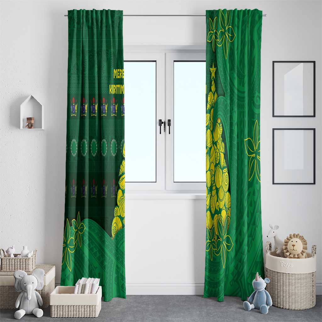 Cook Islands Christmas Window Curtain Seashell Xmas Tree Tribal Waves DT05 - Polynesian Pride