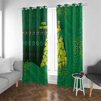 Cook Islands Christmas Window Curtain Seashell Xmas Tree Tribal Waves DT05 With Grommets Green - Polynesian Pride