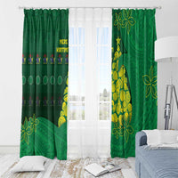Cook Islands Christmas Window Curtain Seashell Xmas Tree Tribal Waves DT05 - Polynesian Pride