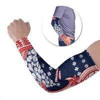Wallis And Futuna Christmas Arm Sleeves Seashell Xmas Tree Tribal Waves DT05 Set of 2 Navy - Polynesian Pride