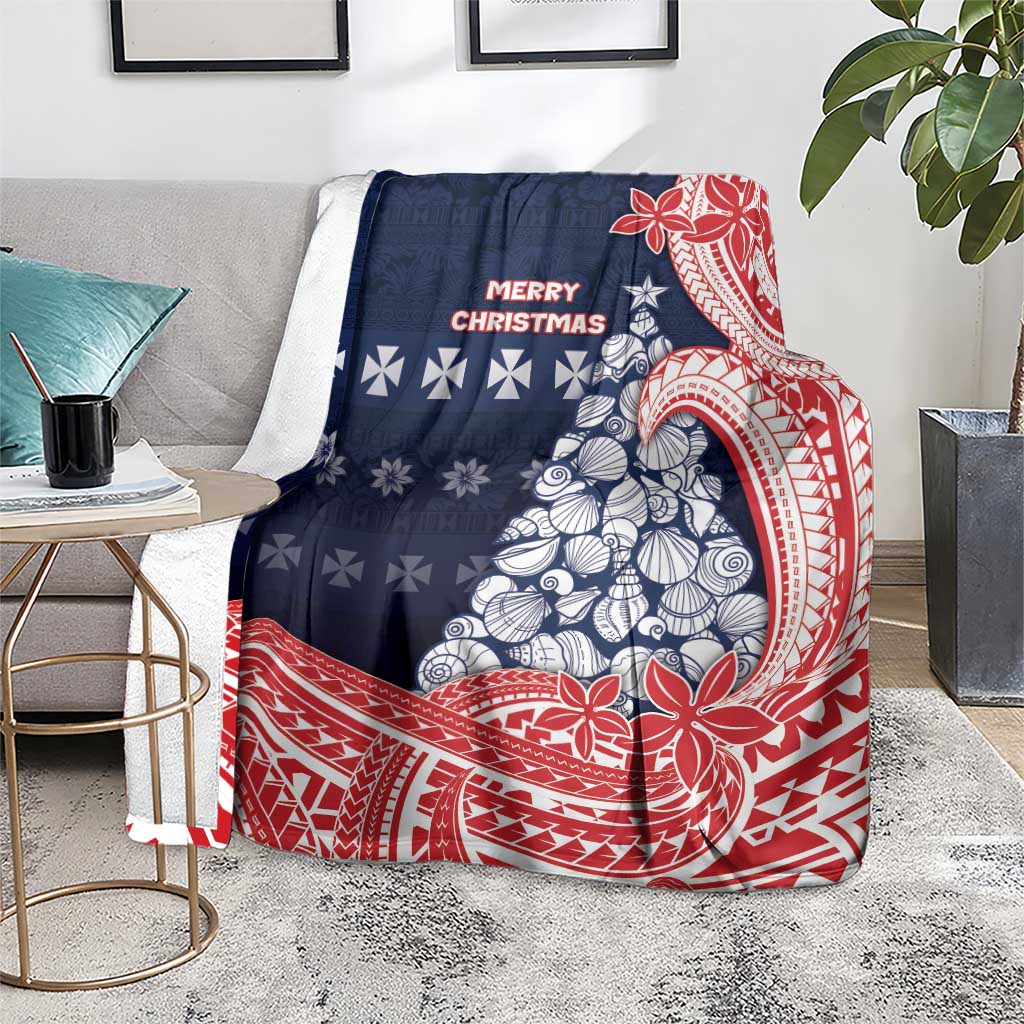 Wallis And Futuna Christmas Blanket Seashell Xmas Tree Tribal Waves DT05 - Polynesian Pride