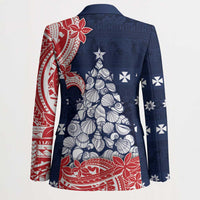 Wallis And Futuna Christmas Blazer Seashell Xmas Tree Tribal Waves DT05 - Polynesian Pride