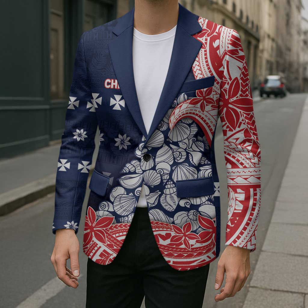 Wallis And Futuna Christmas Blazer Seashell Xmas Tree Tribal Waves DT05 - Polynesian Pride