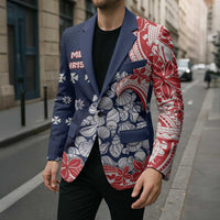 Wallis And Futuna Christmas Blazer Seashell Xmas Tree Tribal Waves DT05 - Polynesian Pride