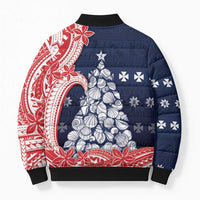 Wallis And Futuna Christmas Bomber Puffer Jacket Seashell Xmas Tree Tribal Waves DT05 - Polynesian Pride