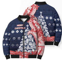 Wallis And Futuna Christmas Bomber Puffer Jacket Seashell Xmas Tree Tribal Waves DT05 - Polynesian Pride