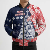 Wallis And Futuna Christmas Bomber Puffer Jacket Seashell Xmas Tree Tribal Waves DT05 - Polynesian Pride