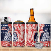 Wallis And Futuna Christmas 4 in 1 Can Cooler Tumbler Seashell Xmas Tree Tribal Waves DT05 - Polynesian Pride