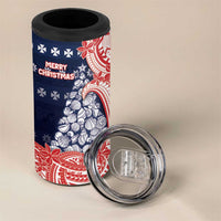 Wallis And Futuna Christmas 4 in 1 Can Cooler Tumbler Seashell Xmas Tree Tribal Waves DT05 - Polynesian Pride