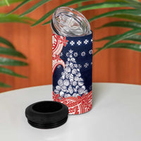 Wallis And Futuna Christmas 4 in 1 Can Cooler Tumbler Seashell Xmas Tree Tribal Waves DT05 - Polynesian Pride