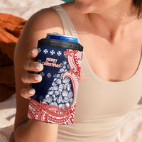 Wallis And Futuna Christmas 4 in 1 Can Cooler Tumbler Seashell Xmas Tree Tribal Waves DT05 - Polynesian Pride