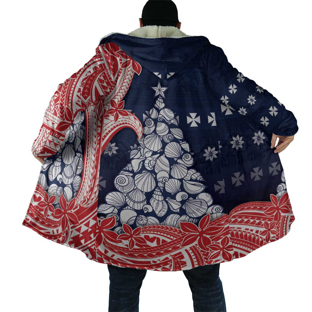 Wallis And Futuna Christmas Cloak Seashell Xmas Tree Tribal Waves DT05 - Polynesian Pride
