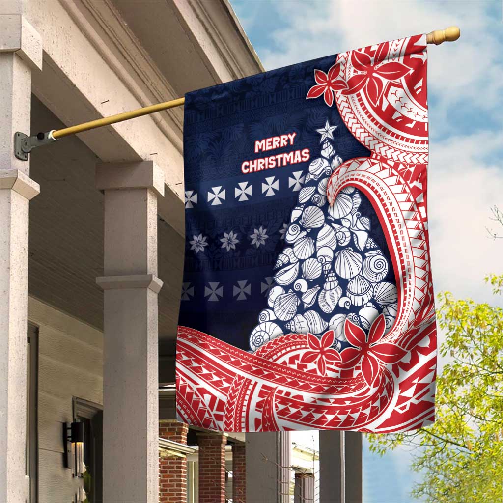 Wallis And Futuna Christmas Garden Flag Seashell Xmas Tree Tribal Waves DT05 House Flag Navy - Polynesian Pride