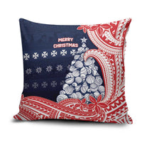 Wallis And Futuna Christmas Pillow Cover Seashell Xmas Tree Tribal Waves DT05 Navy - Polynesian Pride