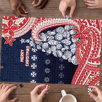 Wallis And Futuna Christmas Puzzle Seashell Xmas Tree Tribal Waves DT05 - Polynesian Pride