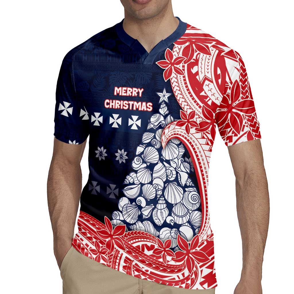 Wallis And Futuna Christmas Rugby Jersey Seashell Xmas Tree Tribal Waves DT05 - Polynesian Pride