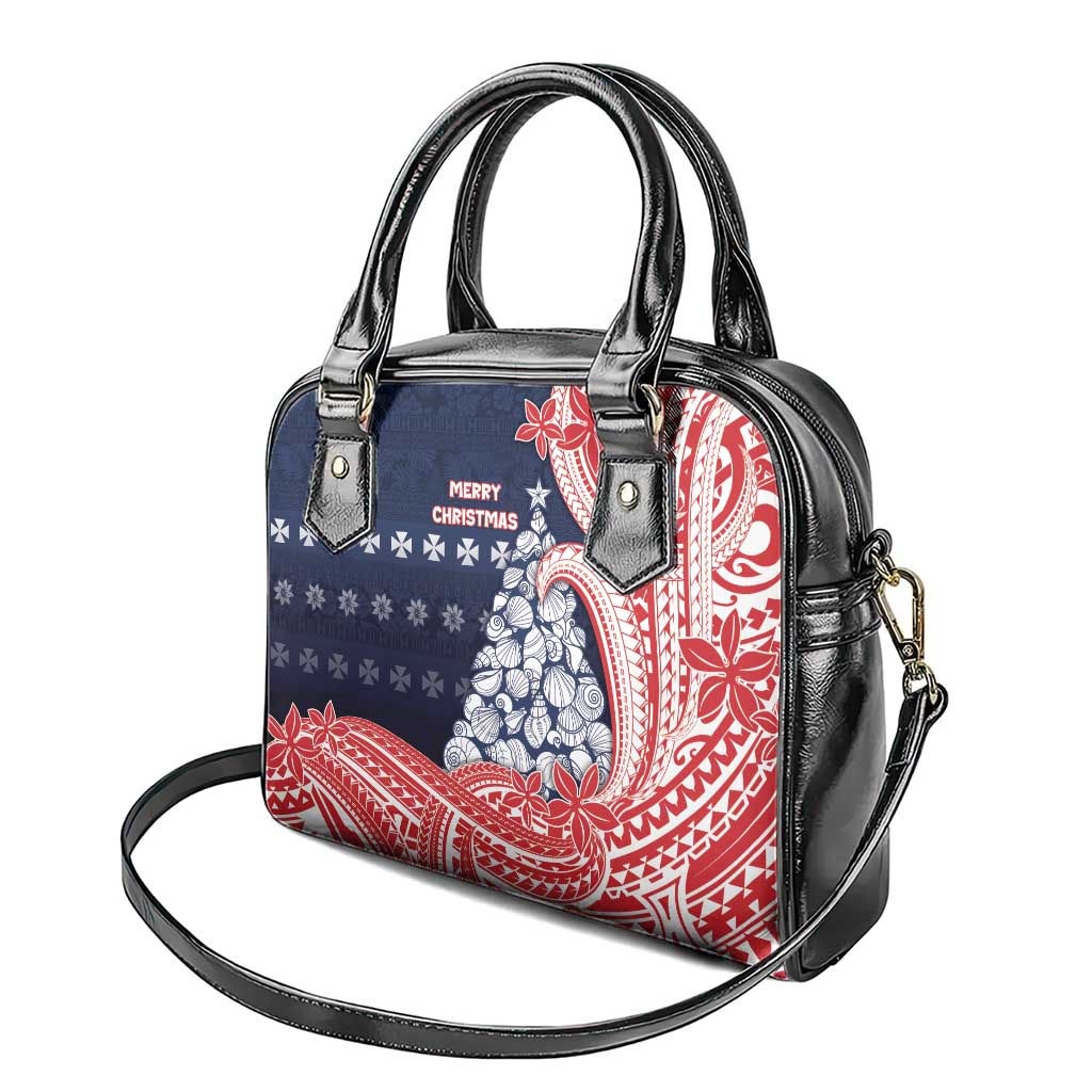Wallis And Futuna Christmas Shoulder Handbag Seashell Xmas Tree Tribal Waves DT05 - Polynesian Pride