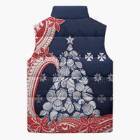 Wallis And Futuna Christmas Sleeveless Puffer Jacket Seashell Xmas Tree Tribal Waves DT05 - Polynesian Pride