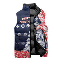 Wallis And Futuna Christmas Sleeveless Puffer Jacket Seashell Xmas Tree Tribal Waves DT05 - Polynesian Pride