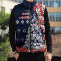 Wallis And Futuna Christmas Sleeveless Puffer Jacket Seashell Xmas Tree Tribal Waves DT05 - Polynesian Pride