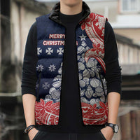 Wallis And Futuna Christmas Sleeveless Puffer Jacket Seashell Xmas Tree Tribal Waves DT05 - Polynesian Pride