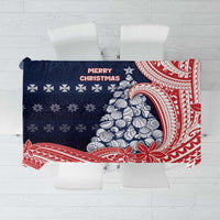 Wallis And Futuna Christmas Tablecloth Seashell Xmas Tree Tribal Waves DT05 Navy - Polynesian Pride