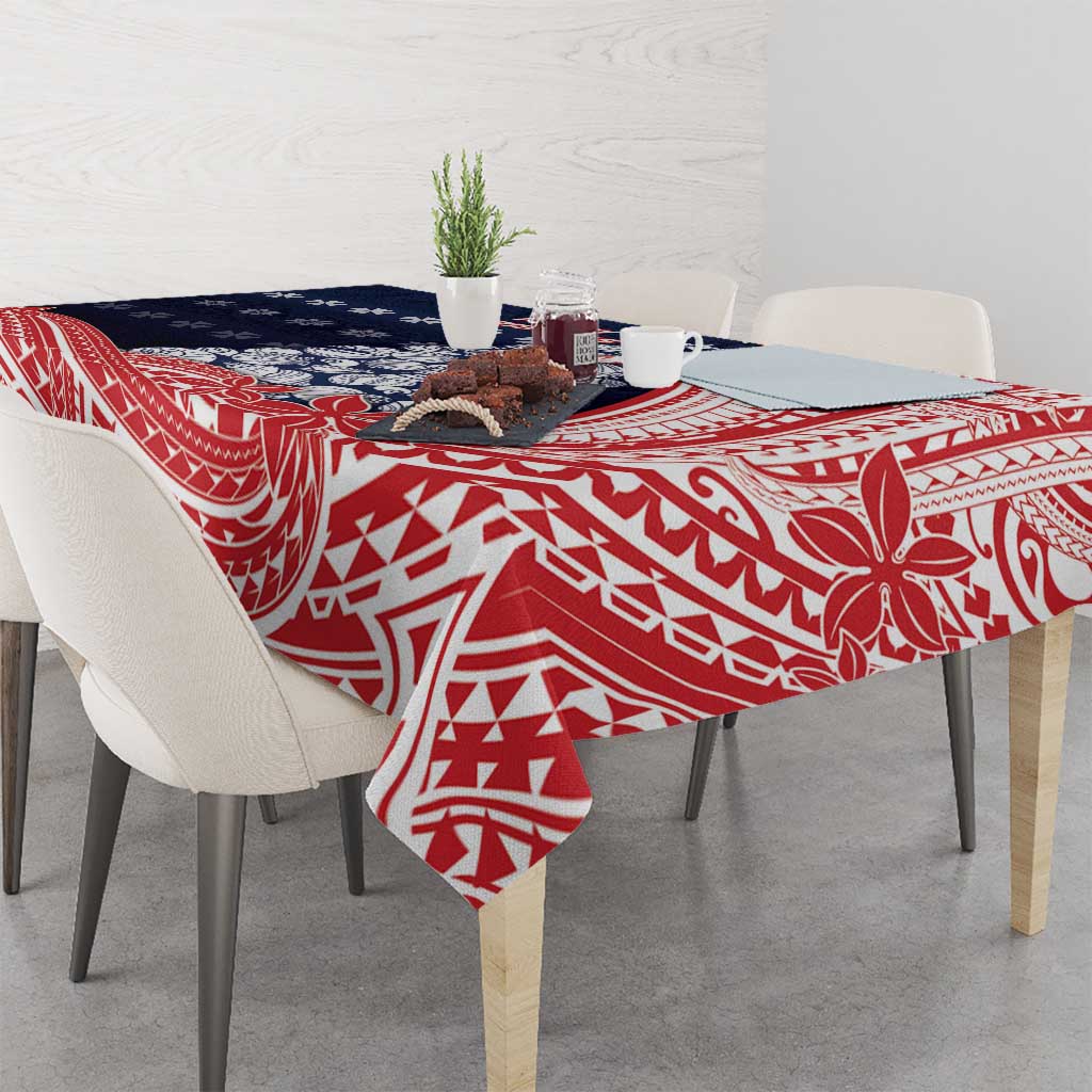 Wallis And Futuna Christmas Tablecloth Seashell Xmas Tree Tribal Waves DT05 - Polynesian Pride