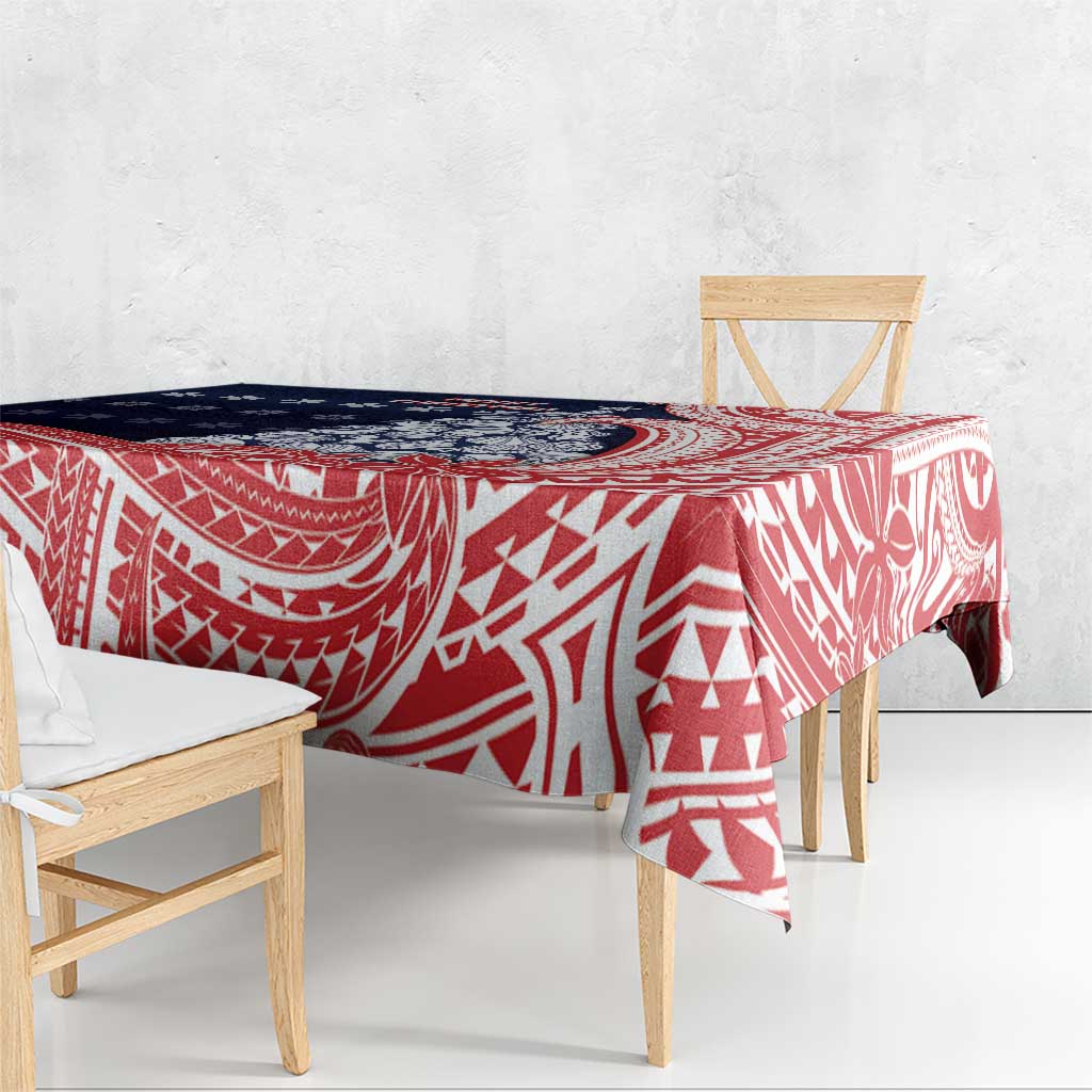 Wallis And Futuna Christmas Tablecloth Seashell Xmas Tree Tribal Waves DT05 - Polynesian Pride