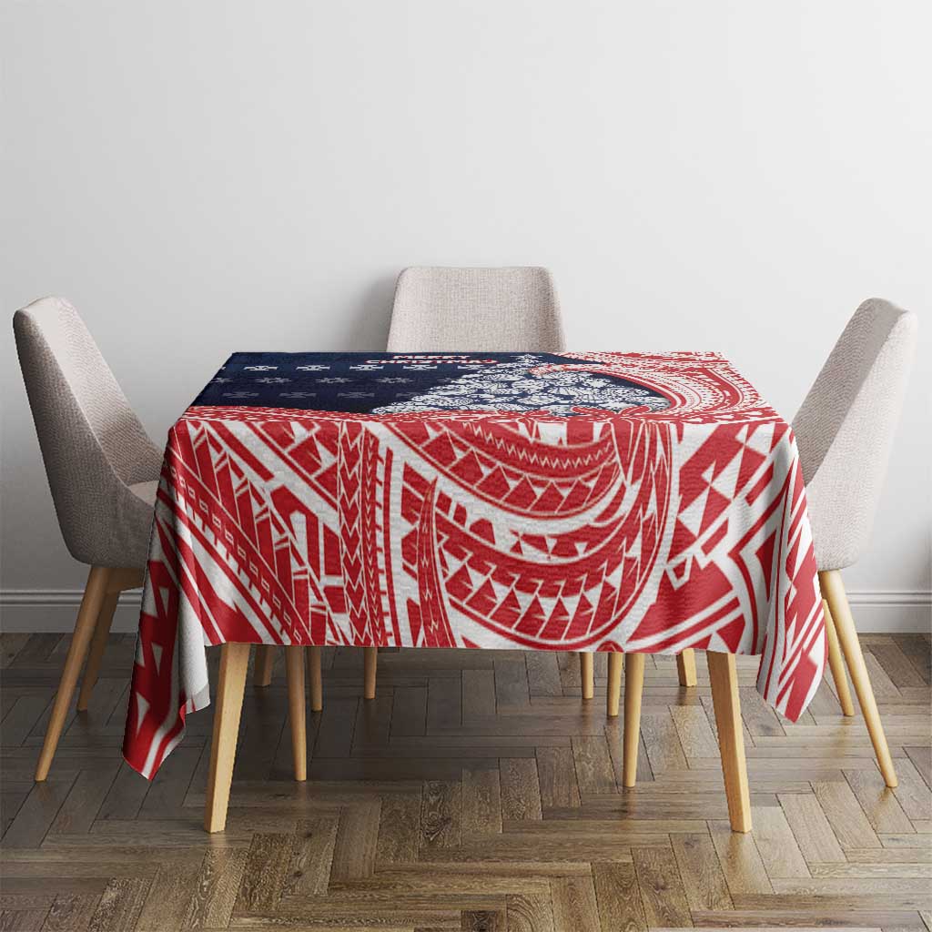 Wallis And Futuna Christmas Tablecloth Seashell Xmas Tree Tribal Waves DT05 - Polynesian Pride
