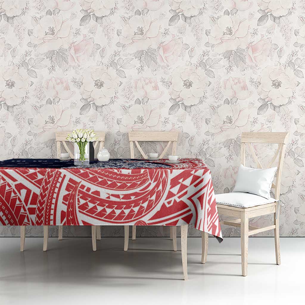 Wallis And Futuna Christmas Tablecloth Seashell Xmas Tree Tribal Waves DT05 - Polynesian Pride