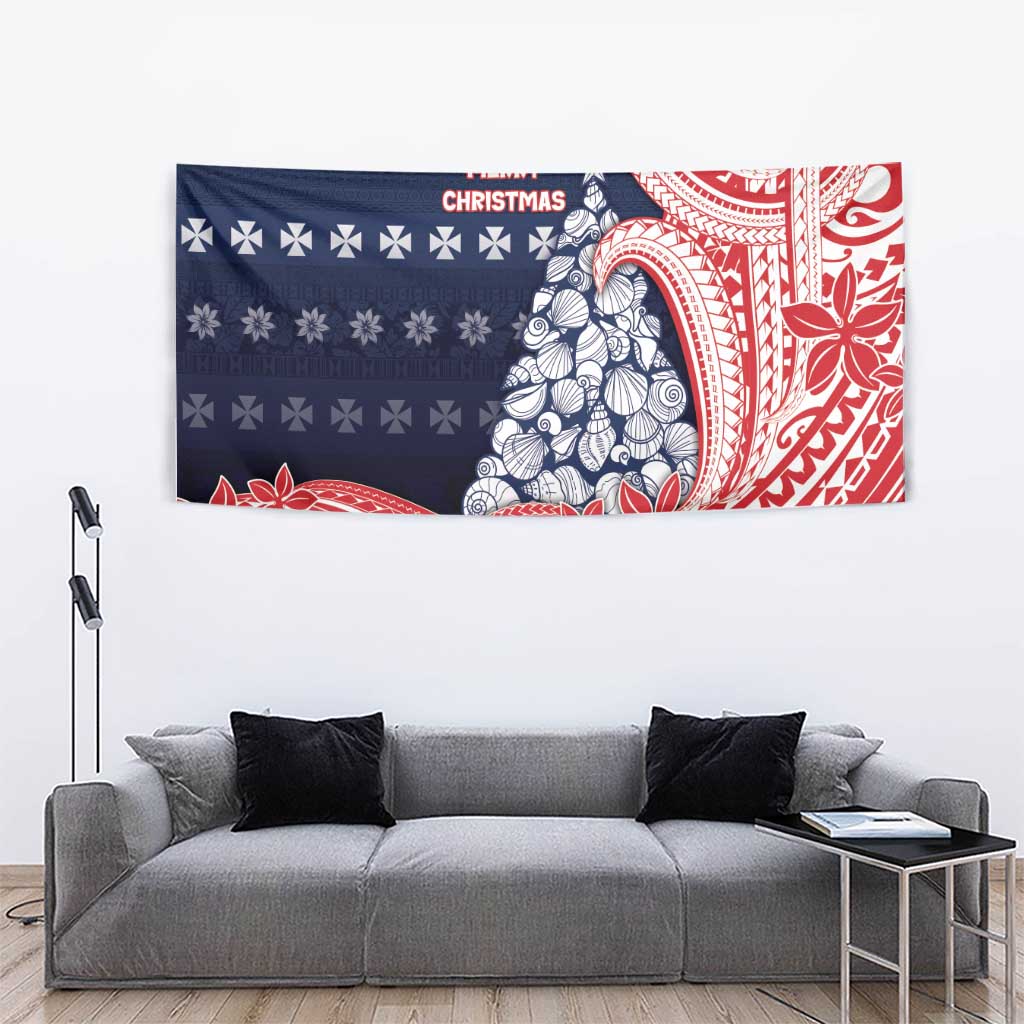 Wallis And Futuna Christmas Tapestry Seashell Xmas Tree Tribal Waves DT05 - Polynesian Pride