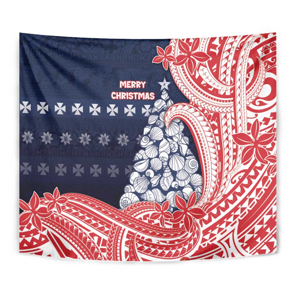 Wallis And Futuna Christmas Tapestry Seashell Xmas Tree Tribal Waves DT05 - Polynesian Pride
